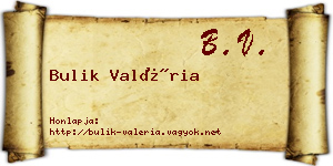 Bulik Valéria névjegykártya
